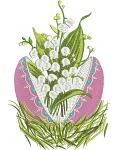 Decorative egg and lilies of the valley machine embroidery design  