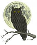 Owl and Moon Machine Embroidery Design.  