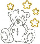 Teddy Bear and Stars Machine Embroidery Design 