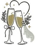 Wedding Champagne Glasses Embroidery Design, Wedding Toast Embroidery Pattern, Bridal Celebration, Anniversary Gift, Valentine Love Embroidery