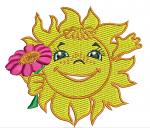 Fun sun and red flower  Machine Embroidery design 