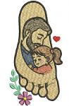 Father and Daughter Footprint Machine Embroidery Design, Parent and Child Embroidery File, Family Love Embroidery Pattern