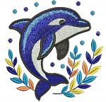 Flying Dolphin Machine Embroidery Design, Ocean Animal Embroidery Pattern, Marine Life Embroidery File,