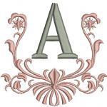 Victorian pattern font / Monogram Alphabet Machine Embroidery Design / 26 letters -4 Inch Sizes 