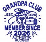 Grandpa Club Est 2026 Machine Embroidery Design Authentic Rugged Fishing Tools Pattern 4x4 5x5  
