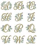 Floral Monogram Alphabet Machine Embroidery Design, Elegant Vintage Letter Font, Cap Embroidery Alphabet Set, Digital Embroidery Files