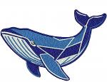 Blue Geometric Whale Machine Embroidery Design, Navy Blue Origami Style Sea Animal Digital File