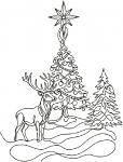 Christmas Deer and Christmas Tree Line Art Machine Embroidery Design