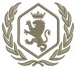 Royal lion crown and laurel wreath applique machine embroidery design 