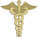 Caduceus Machine Embroidery, Medical Pattern