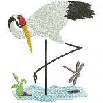Red Crowned Crane Japanese cranes Machine Embroidery Design 
