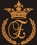 Crown, laurel wreath and the monogram letter "E" - Machine embroidery design,   design tested.  