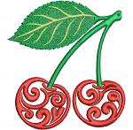 Cherry Machine Embroidery Design, Ornamental Cherry Embroidery File, Decorative Fruit Embroidery Pattern