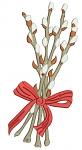 Willow bouquet with red bow Machine Embroidery Design 