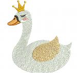 Elegant Swan in Princess Crown Machine Embroidery Design 