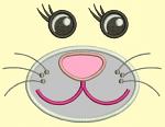 Cat Muzzle Applique Machine Embroidery Design for Clothes and Doll Faces 
