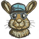Cool Brown Rabbit in Sunglasses and Cap Machine Embroidery Design 