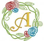Flower Wreath  for monogram machine embroidery design letters not included 