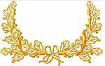 Oak Branches Wreath and Bow Machine Embroidery Design 