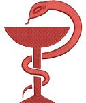 Snake and bowl medical icon machine embroidery design 