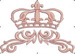 Crown over Baroque Floral Border Machine Embroidery Design 