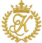 Crown laurel wreath and monogram letter K machine embroidery design, royal monogram embroidery, elegant crest embroidery file 