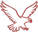 Flying Eagle Outline Machine Embroidery Design, Flying Bird Silhouette Pattern, Red Line Art Graphic, 5 Sizes 
