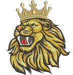 Roaring Lion with Crown Machine Embroidery Design 