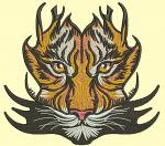 Tiger Head Machine Embroidery Design, Stylized Wild Animal Pattern  